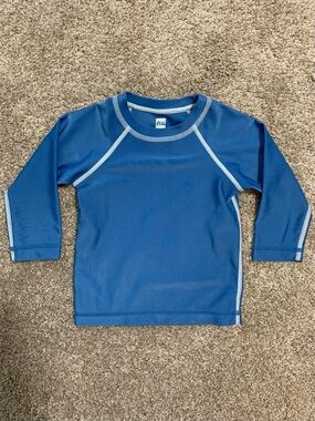 Tea Collection Blue Long Sleeve Rash Guard Swim Shirt Top UPF 50+ 6-9 Months EUC